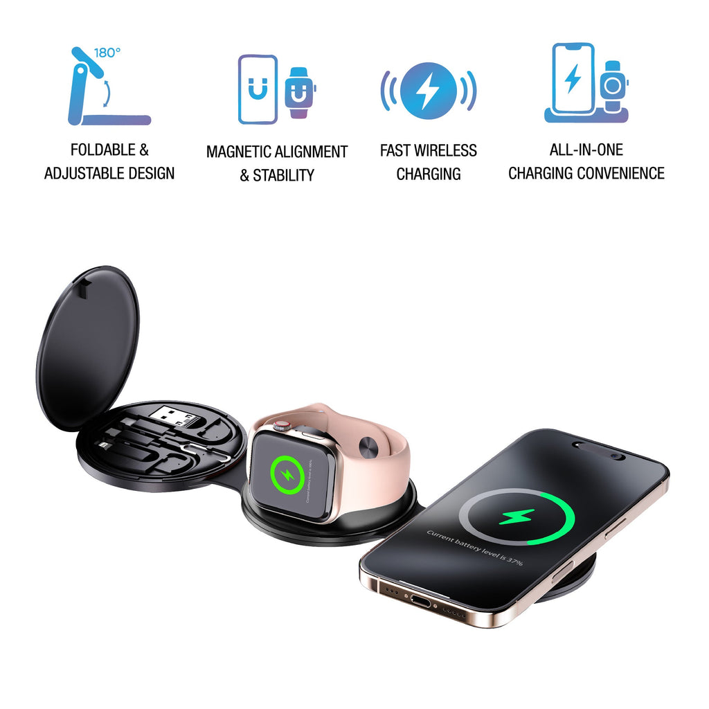 Complete Wireless Charging & Comfort Bundle – Sip & Charge 2-in-1 Mug Warmer + 5-in-1 Folding Charging Station